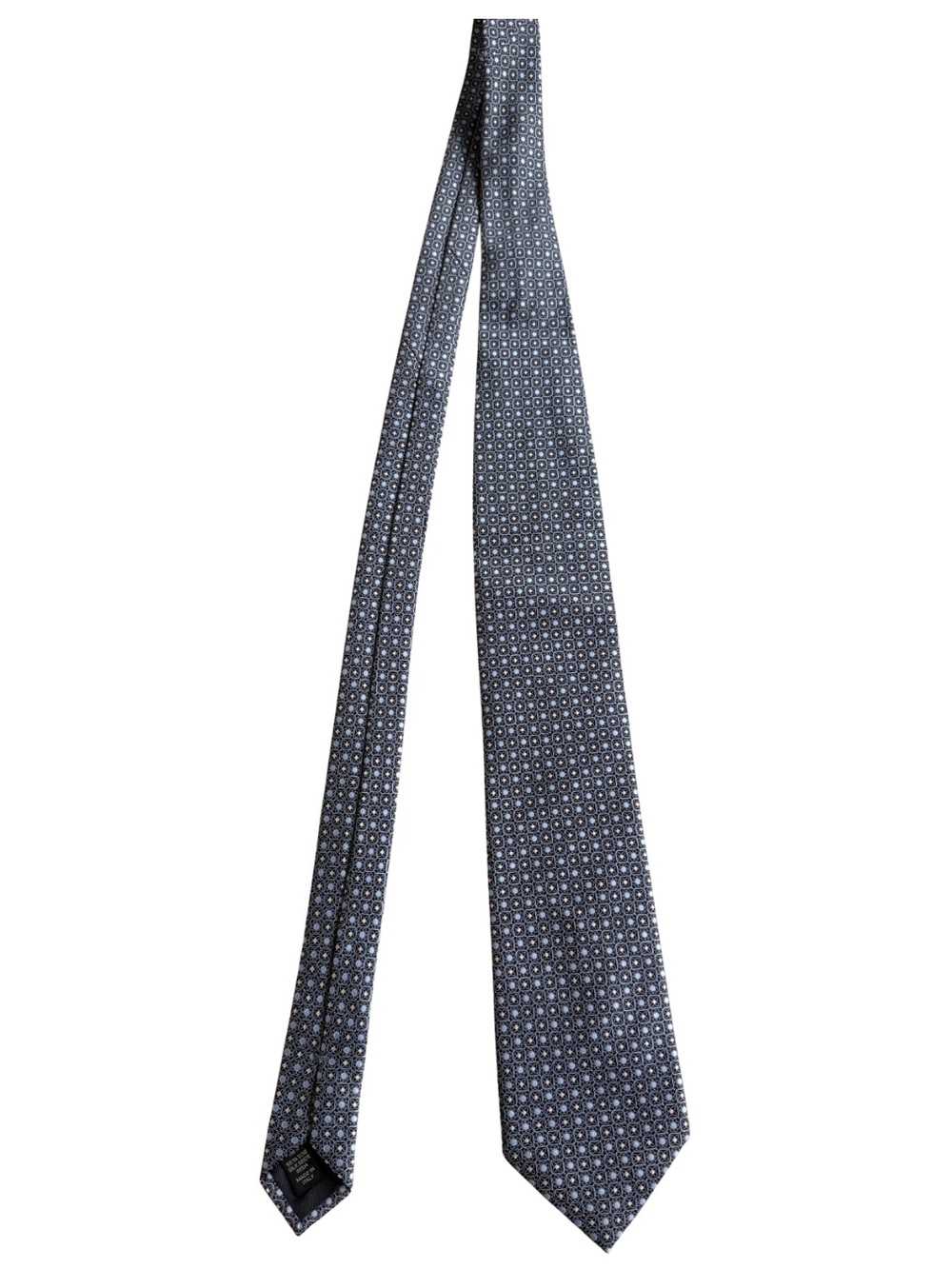 Ermenegildo Zegna Silk Tie Charcoal Grey Blue Geometric Floral Made in Italy